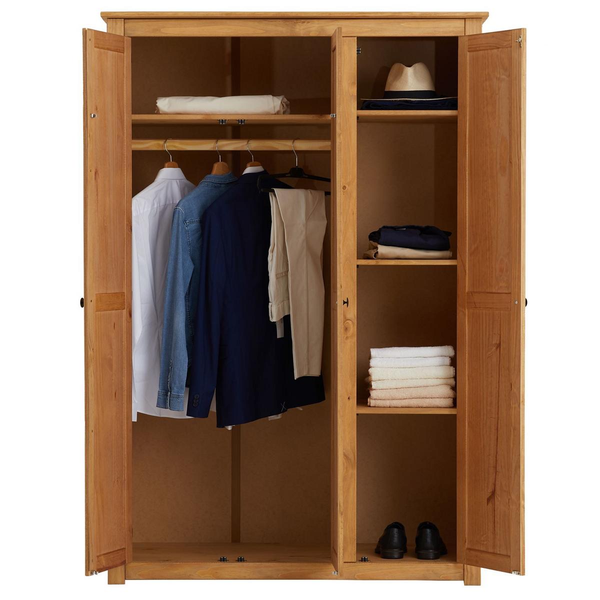 KLEIDERSCHRANK CANCUN gebeizt/gewachst - Kieferfarben, Holz (118/175/50cm) - CARO-Möbel