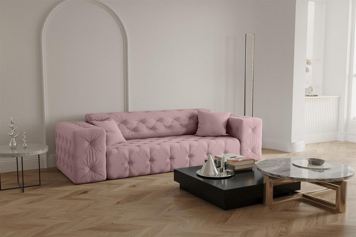 SOFASET Chantal - Pink, Holzwerkstoff/Textil (251/78/96cm) - Fun Möbel