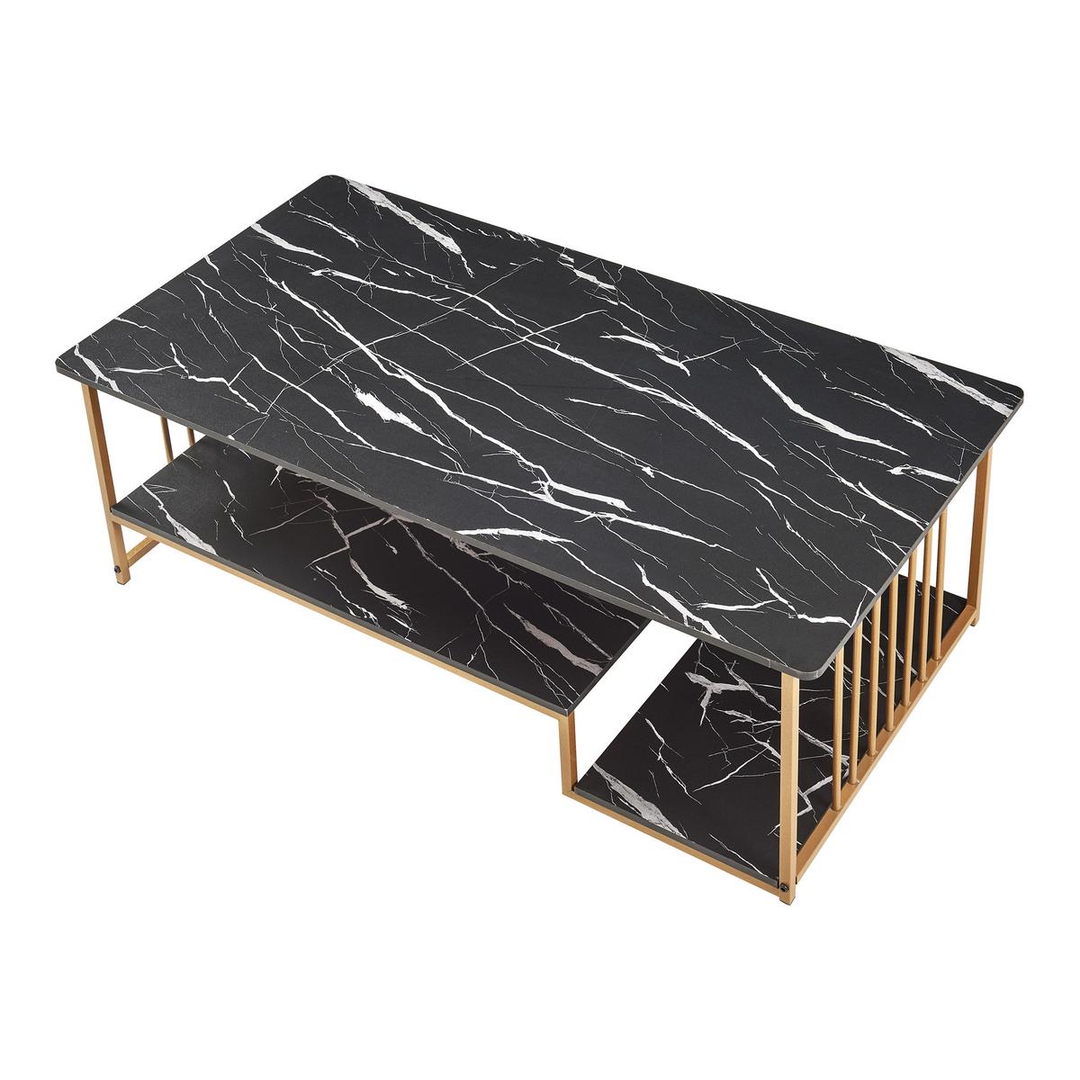 COUCHTISCH Klibro 120/60/42 cm - Goldfarben/Schwarz, Holzwerkstoff/Metall (60/120/42cm) - [en.casa]