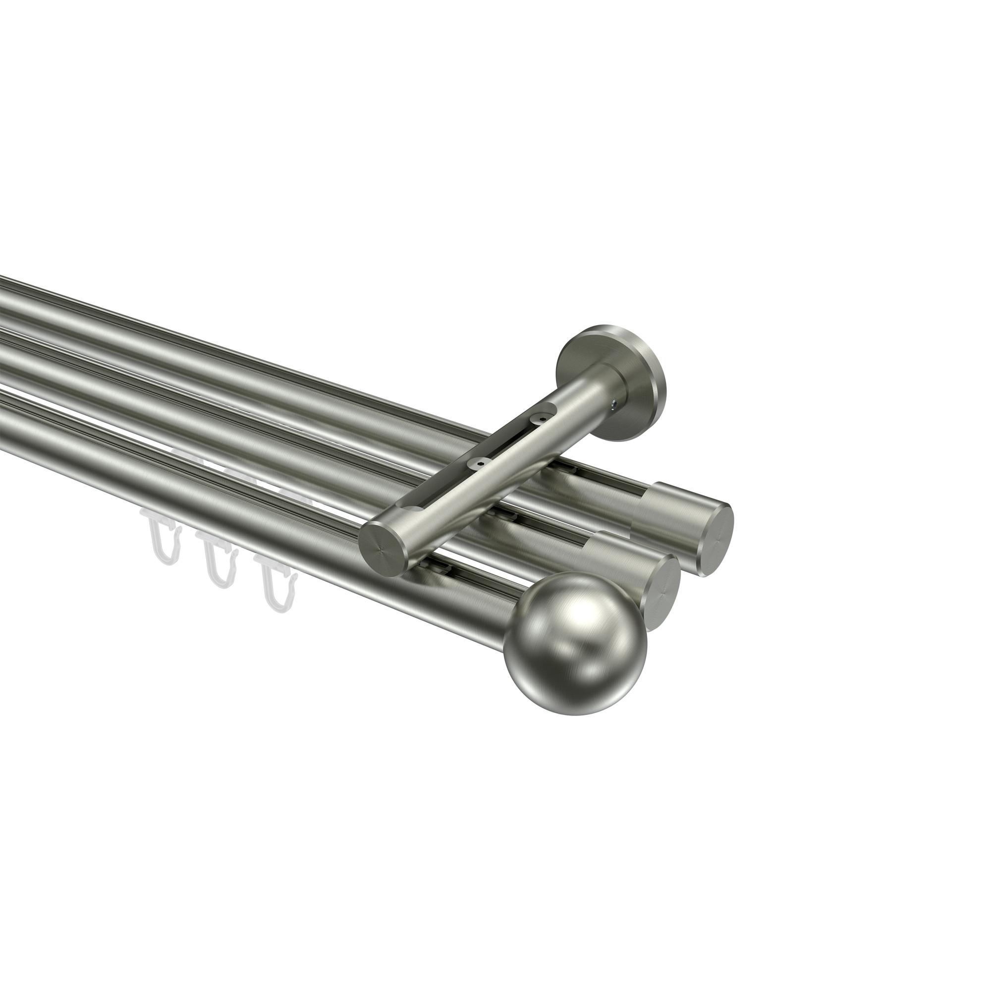 GARDINENSTANGE INNENLAUF Siteno Luino 140 cm, 3-läufig, 20 mm Ø Edelstahl-Optik - Edelstahlfarben, Metall (140cm) - INTERDECO