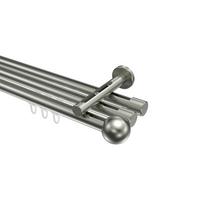 GARDINENSTANGE INNENLAUF Siteno Luino 140 cm, 3-läufig, 20 mm Ø Edelstahl-Optik - Edelstahlfarben, Metall (140cm) - INTERDECO