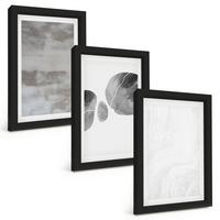 BILDER SET 3er Set - 20x30 cm Schwarzer Rahmen - Abstrakte moderne Strukturen - Schwarz, Kunststoff (20/30cm) - TULUP