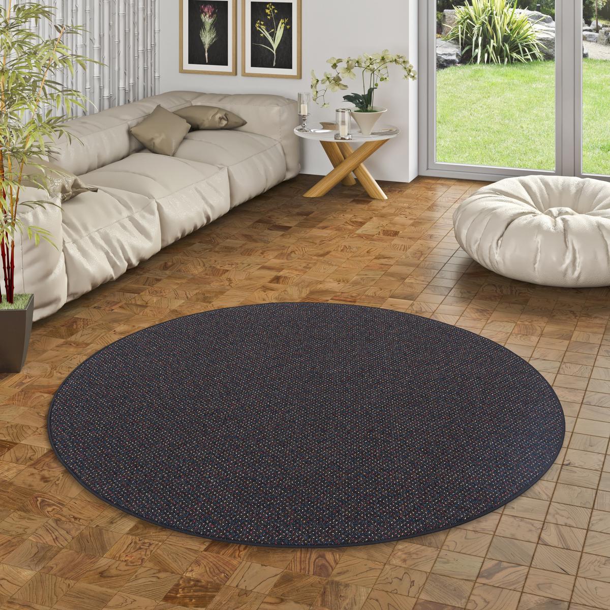 SCHLINGEN TEPPICH ALMA MELIERT RUND - Schwarz, Textil (160/160cm) - Snapstyle