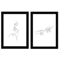 POSTER Set Mit 2 Single-Line Mann & Frau Gesicht A4 Rahmenlos - Klar, Papier (29.7/5/21cm) - Nacnic