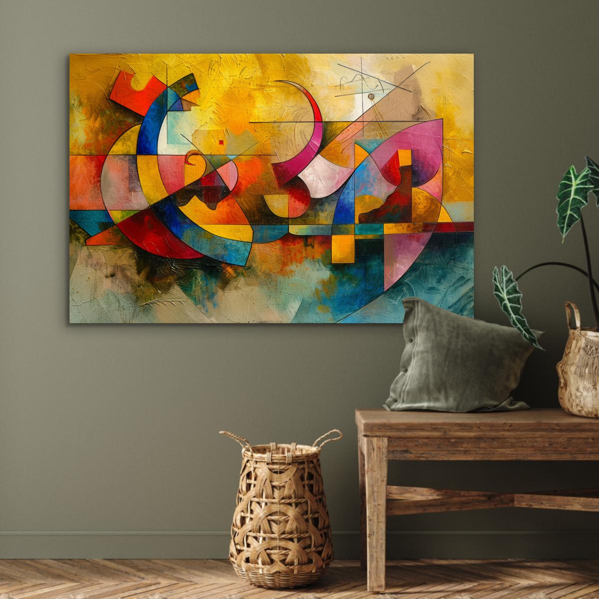 METALLBILD Kunst - Abstrakt - Modern Deko Groß 120x80 cm - Gelb, Metall (120/80cm) - MuchoWow