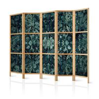 PARAVENT Japanischer 5-tlg 225x172 cm Gr ne Ornamente - Grün, Holz/Textil (225/172/3cm) - Muralo
