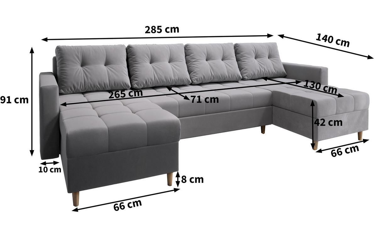 WOHNLANDSCHAFT MILO U Beige Plüsch-Stoff mit Schlaffunktion - Beige/Braun, Holz/Textil (285/91/140cm) - MASSENO