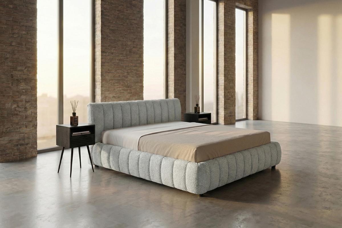 POLSTERBETT ALIOTTA Grau Bouclé - Grau, Textil (180/200cm) - KAWOLA