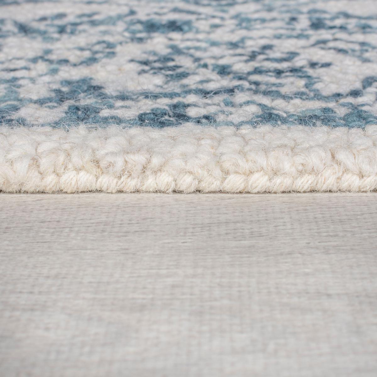 WOLLTEPPICH SOAR, im Vintage-Stil, Türkis-Beige, 120 x 170 cm - Blau, Textil (120/170cm) - KADIMA DESIGN