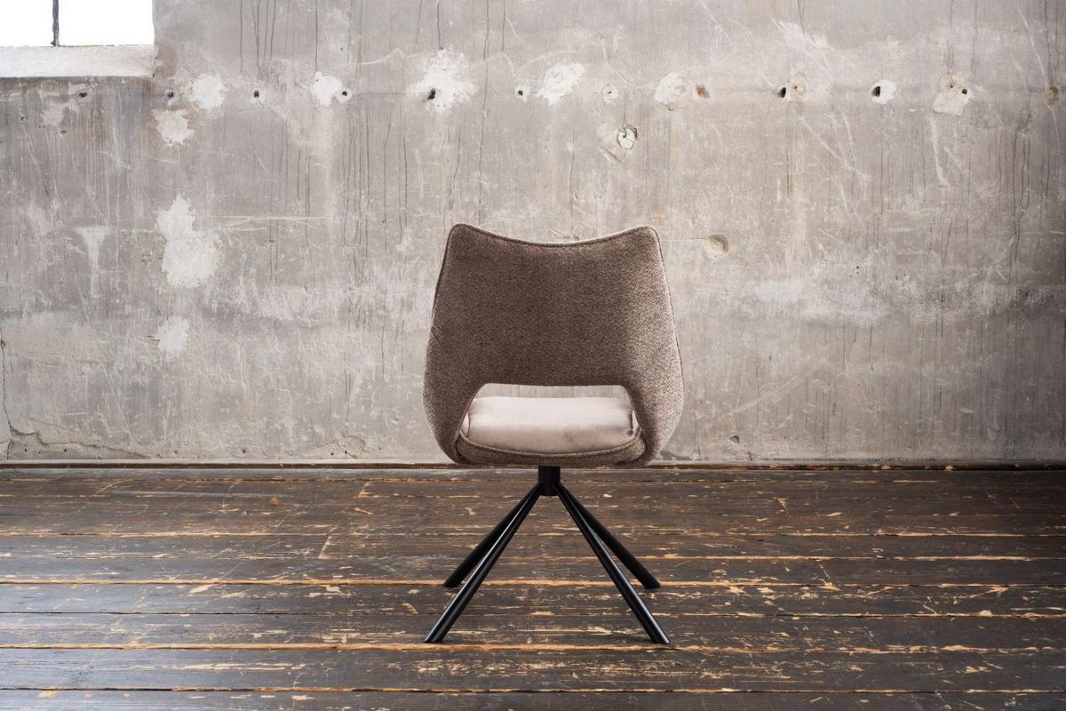 ESSZIMMERSTUHL VELO Steingrau Webstoff (1er-Set) - Greige/Schwarz, Kunststoff/Textil (57/89/61cm) - KAWOLA