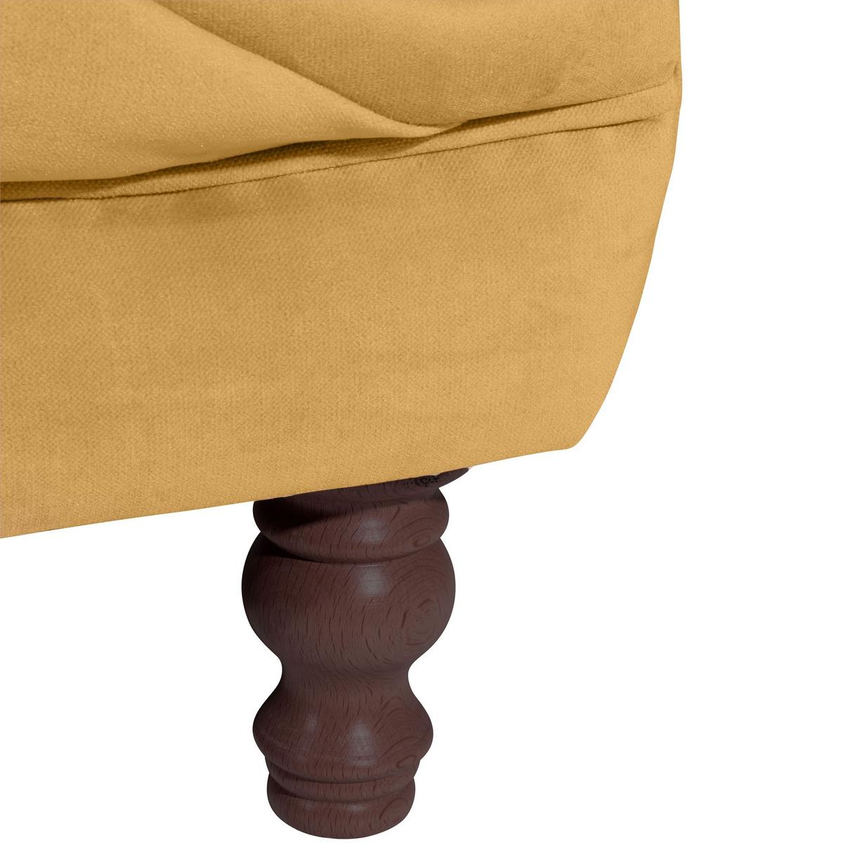 CHESTERFIELD Sofa 3-Sitzer Kaylin Samtvelours mais - Currygelb, Kunststoff (253/80/100cm) - 58aufmkessel