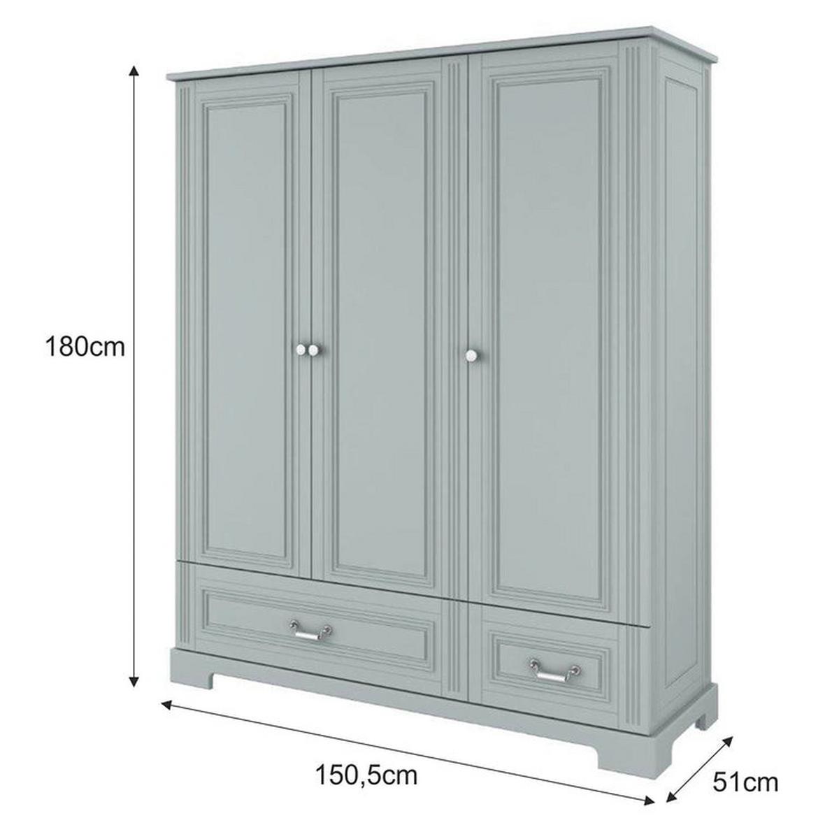 SCHRANK 3 Türen Grau - Grau, Holzwerkstoff (150/180/51cm) - Petits-meubles