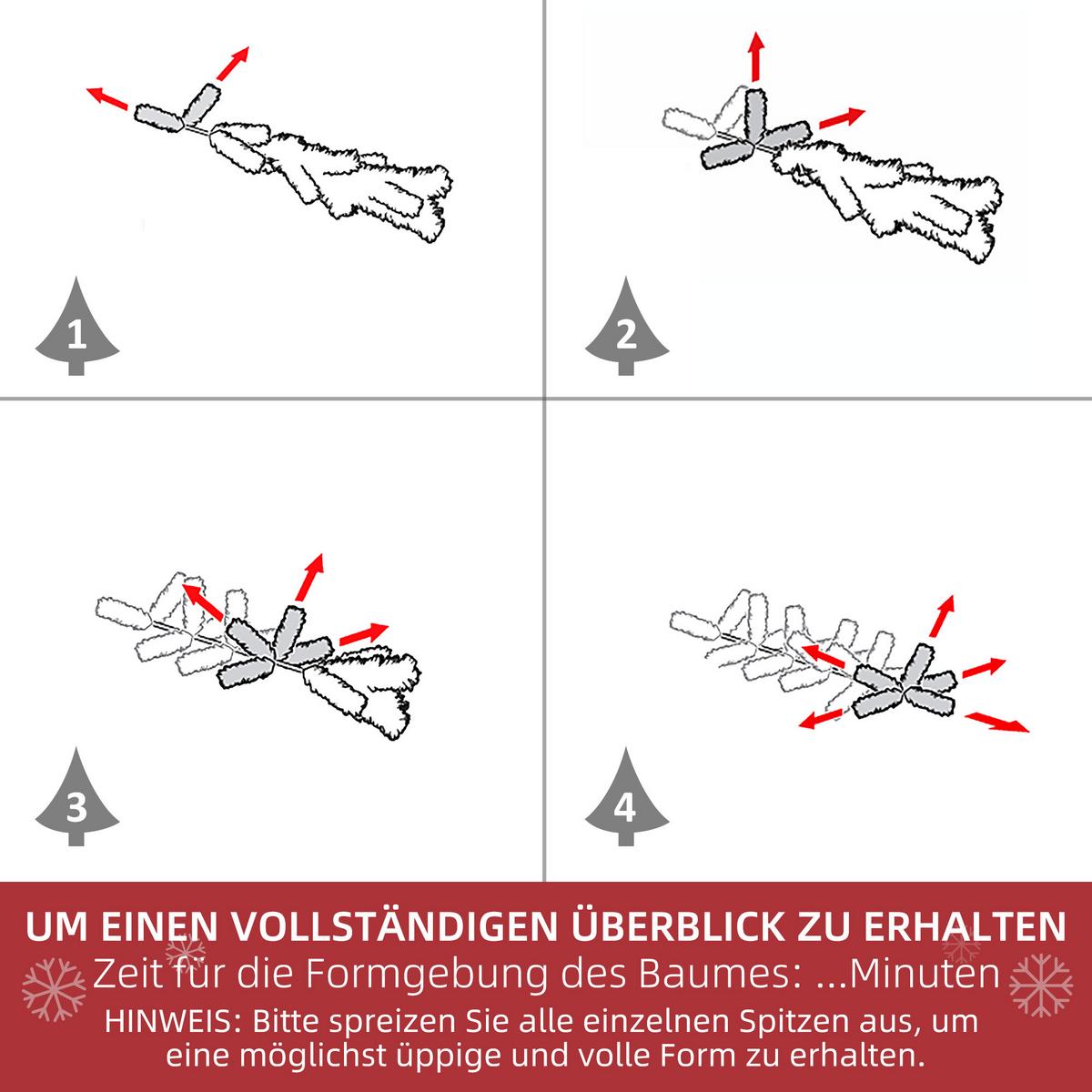 WEIHNACHTSBAUM 150 cm Künstlicher Kieferbaum mit Kunstschnee, 358 Astspitzen - Weiß/Grün, Kunststoff/Metall (150cm) - HOMCOM