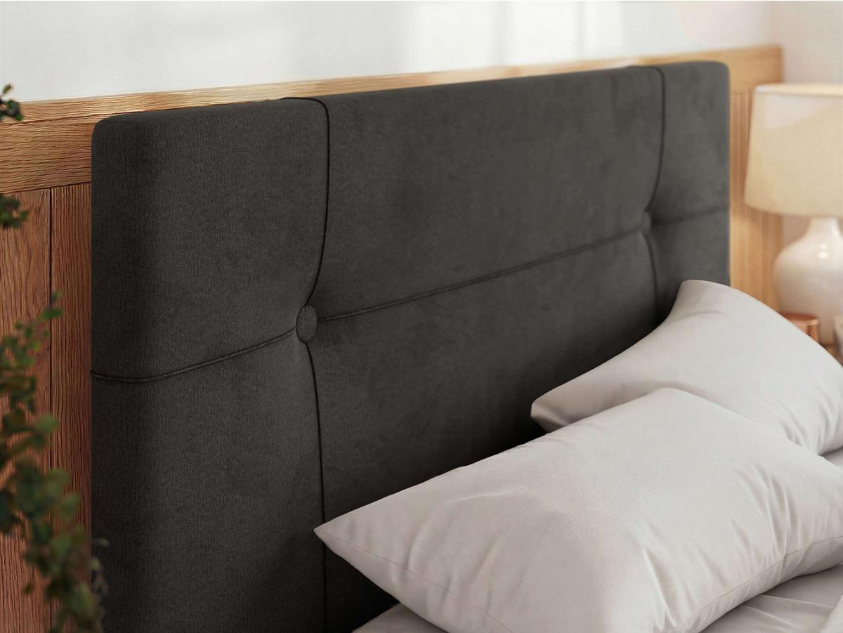 POLSTERBETT CALERIO CLASSIC 200/200 - Dunkelgrau Velvet - Matratze Pocket - Dunkelgrau/Schwarz, Kunststoff/Textil (200/200cm) - MKS