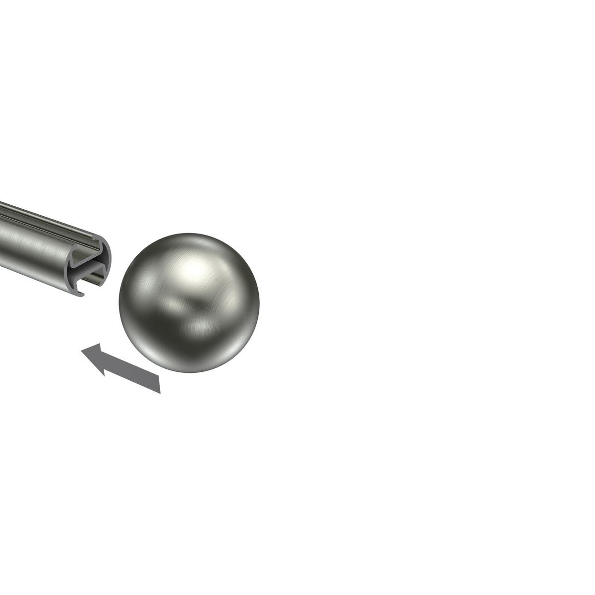 ENDSTÜCKE FÜR GARDINENSTANGEN 20 mm Ø, Luino Edelstahl-Optik, Packung 2 Stück - Edelstahlfarben, Metall (2.5/3/3cm) - INTERDECO