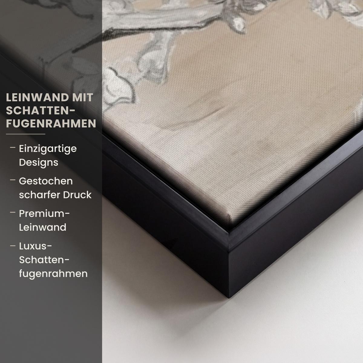 LEINWAND Bilder mit Rahmen - Mandelblüte - Kunst - Van Gogh - Beige - Abstrakt - 90x90 - Braun, Textil (90/90cm) - MuchoWow