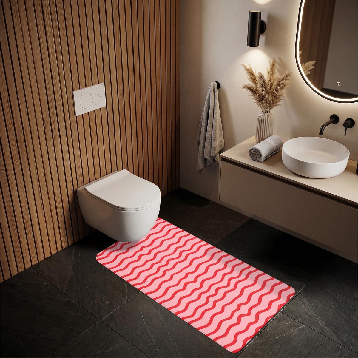 BADEMATTE Verspielt - Muster - Rot 60x120 cm - Rosa, Textil (60/120cm) - OnlyWow