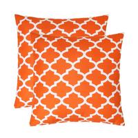 OUTDOOR-KISSEN NOLA 2er-Set 45/45 cm – orange gemustert - Orange, Textil (45/45cm) - Homescapes