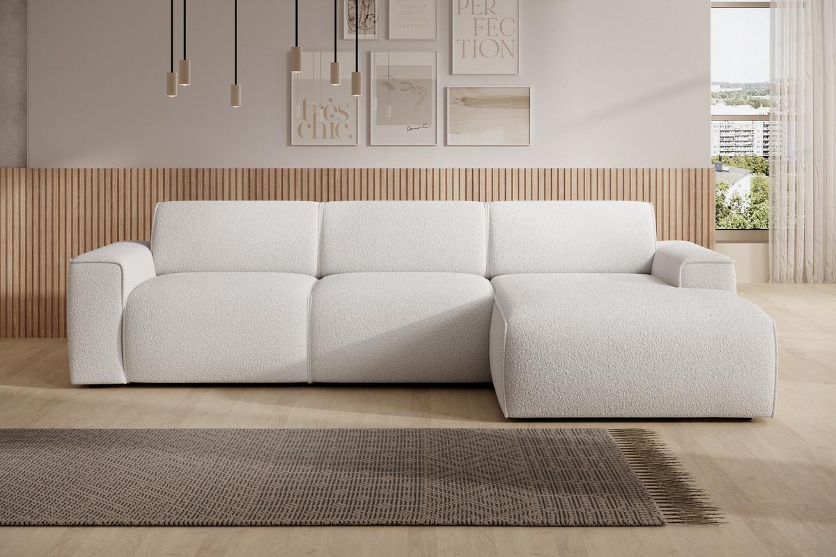ECKSOFA L Form Didim mini Weiß 310/165/78 cm – stilvolle kleine Eckcouch R - Schwarz/Weiß, Kunststoff/Textil (310/165cm) - AX Living