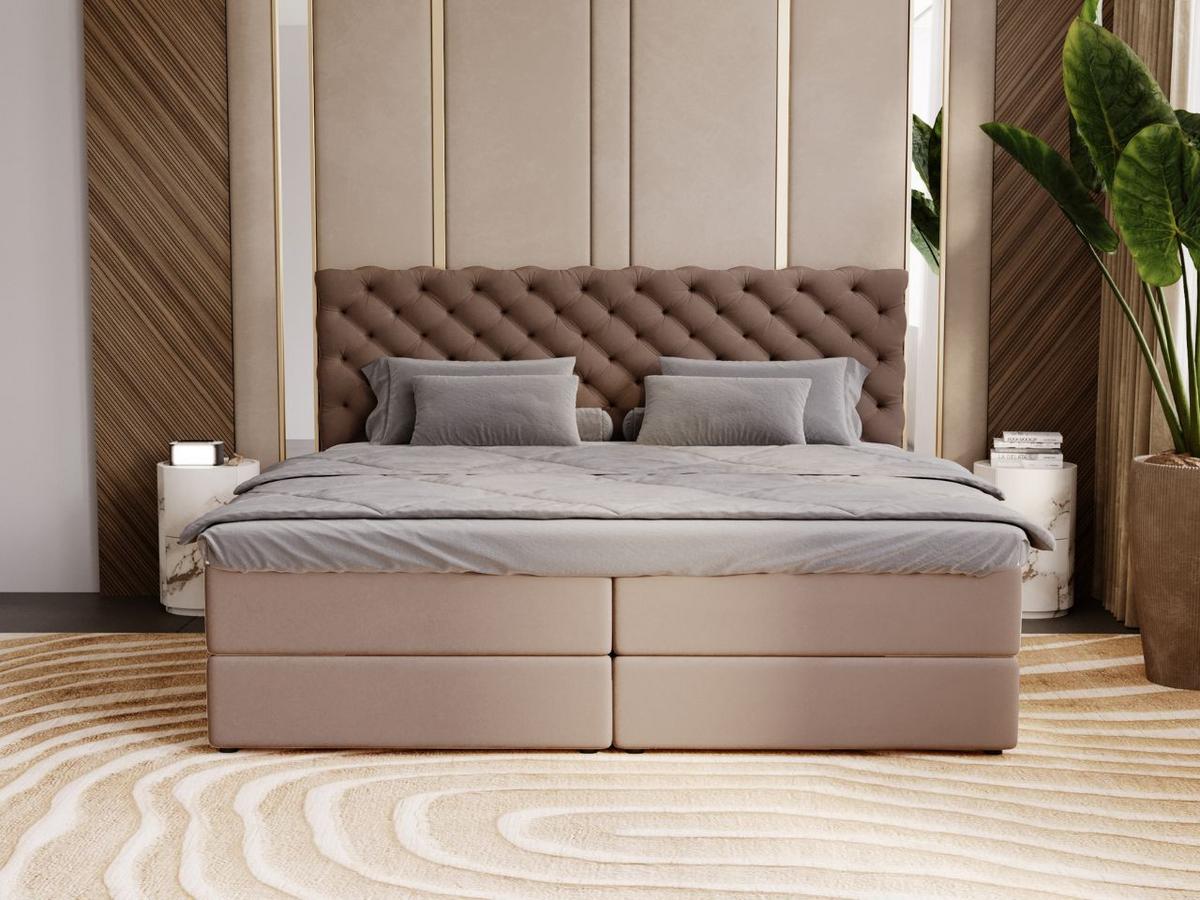 BOXBETT Bergamo 200x200 Braun - Schwarz/Braun, Holz/Textil (200/200cm) - Graingold