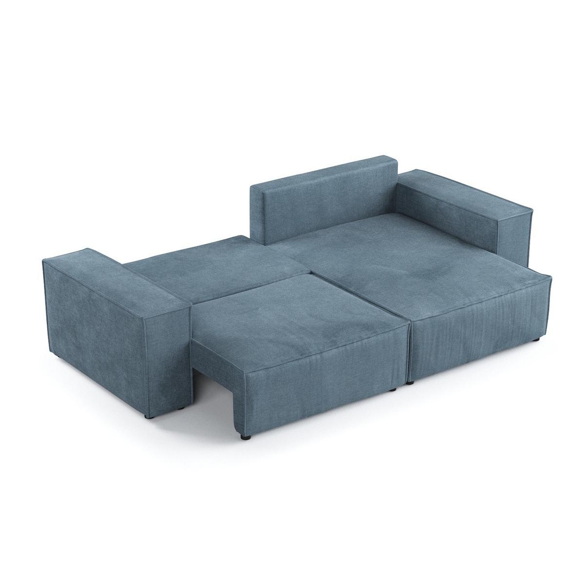 ECKSOFA CAVO mit Schlaffunktion Blau im Wind Stoff - Blau/Schwarz, Holz/Holzwerkstoff (255/148cm) - AltaBeds