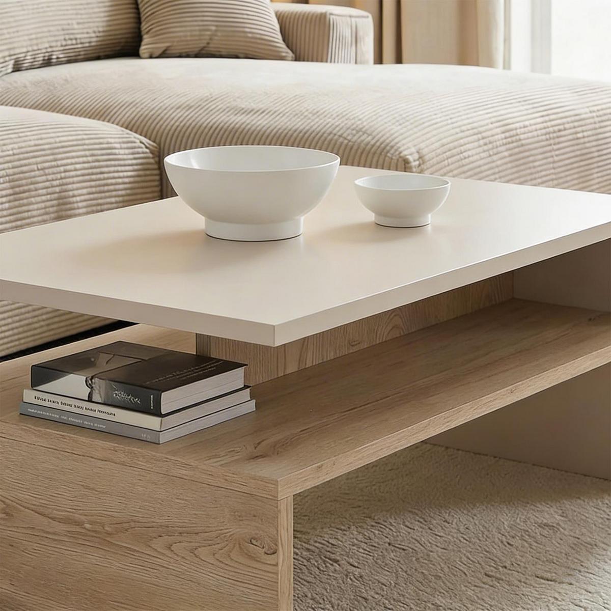 COUCHTISCH PAULINA Kaschmir/Cremona Eiche - Kaschmir/Sonoma Eiche, Holzwerkstoff (60/90/42cm) - IDIMEX