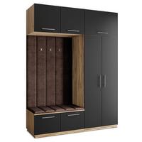 GARDEROBENSCHRANK REMA 180/240/60 cm Modern Garderobe-Set Eiche Wotan - Eiche Wotan/Schwarz, Holzwerkstoff (180/240/60cm) - MASSENO