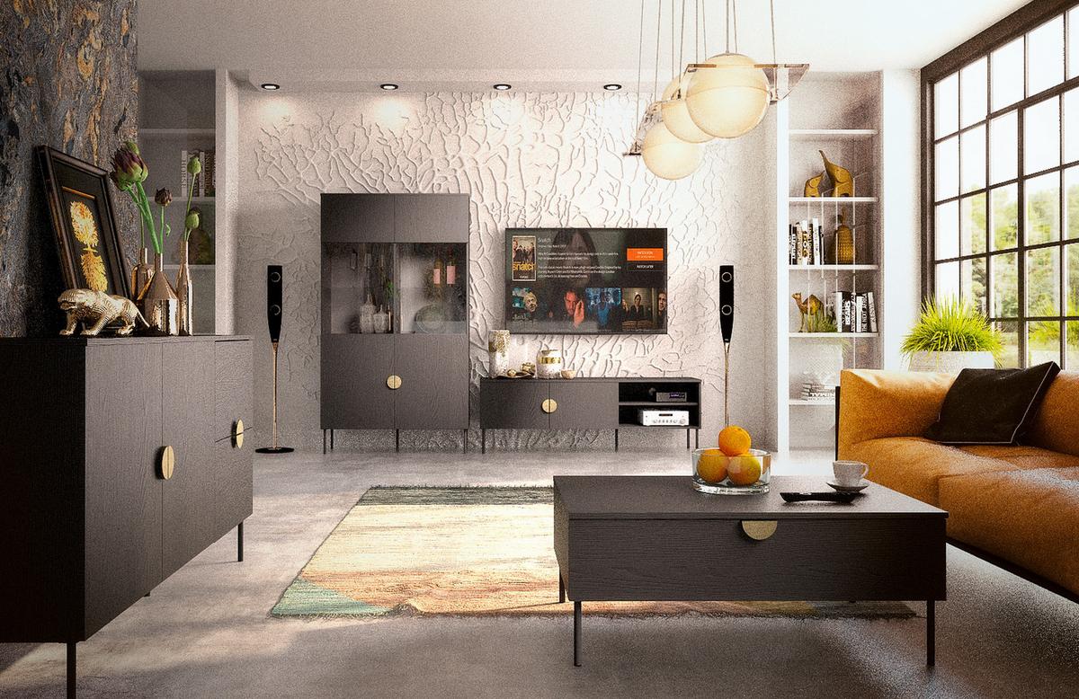 TV-SCHRÄNK Graphitschwarz 160/54/40 - Graphitfarben, Holzwerkstoff (160/54/40cm) - RAUMHIRSCH FURNITURE
