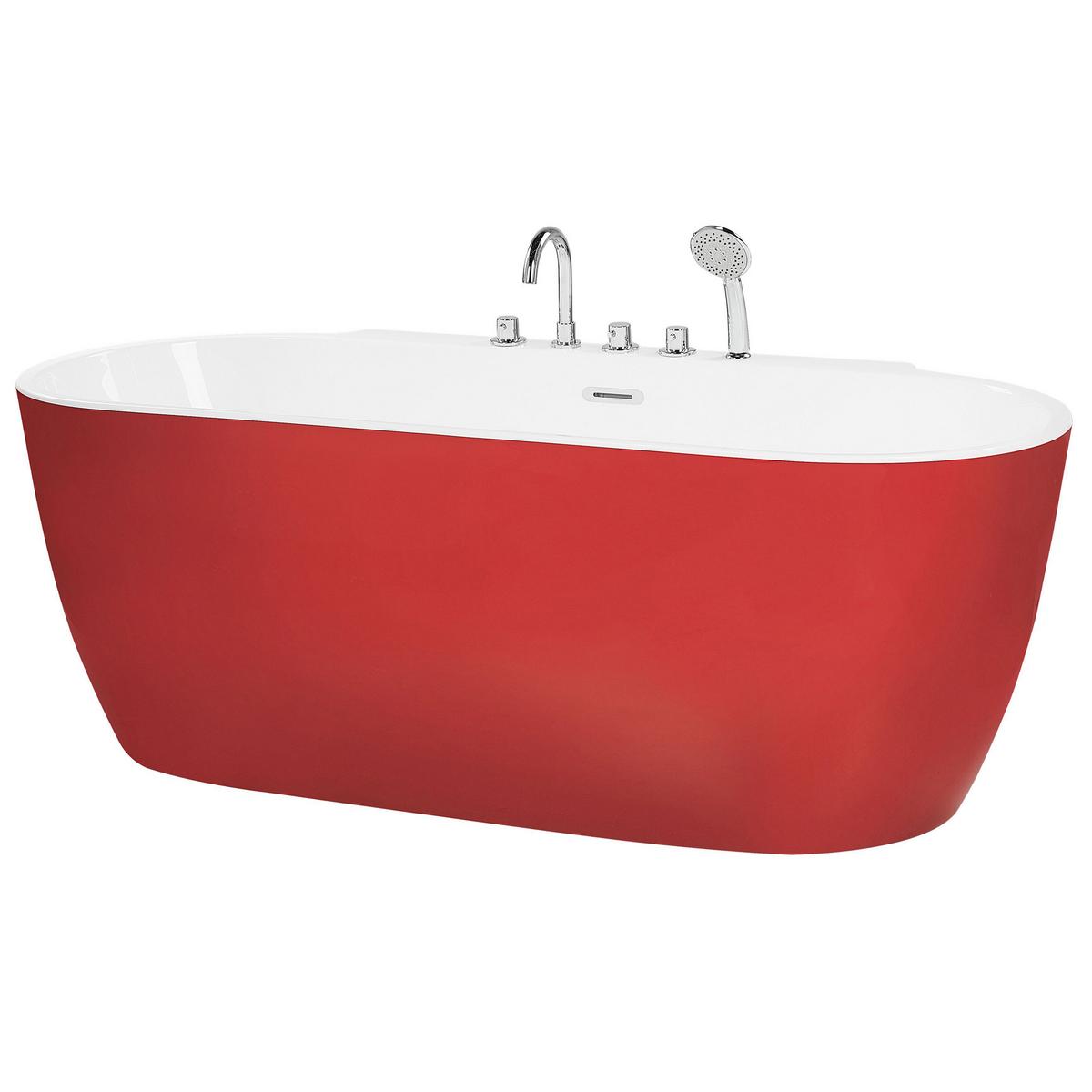 BADEWANNE FREISTEHEND 80x170x83 cm rot Rotso - Rot, Kunststoff (80/83/170cm) - Beliani