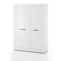 HIGHBOARD weiß Hochglanz 100 x 142 cm, Midi Schrank mit 6 Fächern - Chromfarben/Weiß Hochglanz, Holzwerkstoff/Kunststoff (100/142/35cm) - Furn.Design