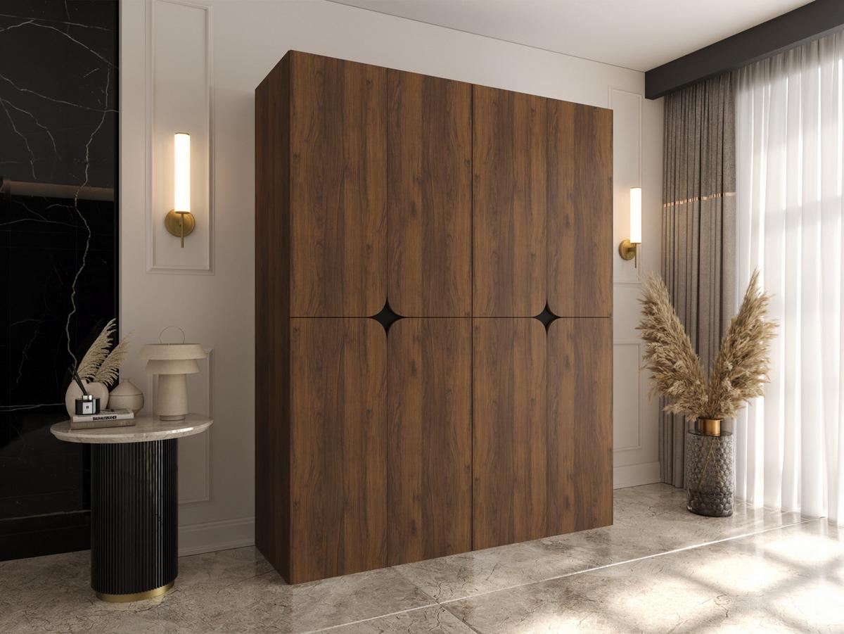 DREHTÜRENSCHRANK Espresso 160 cm - Nussbaumfarben/Schwarz, Holzwerkstoff/Kunststoff (160/203/50cm) - MIRJAN24