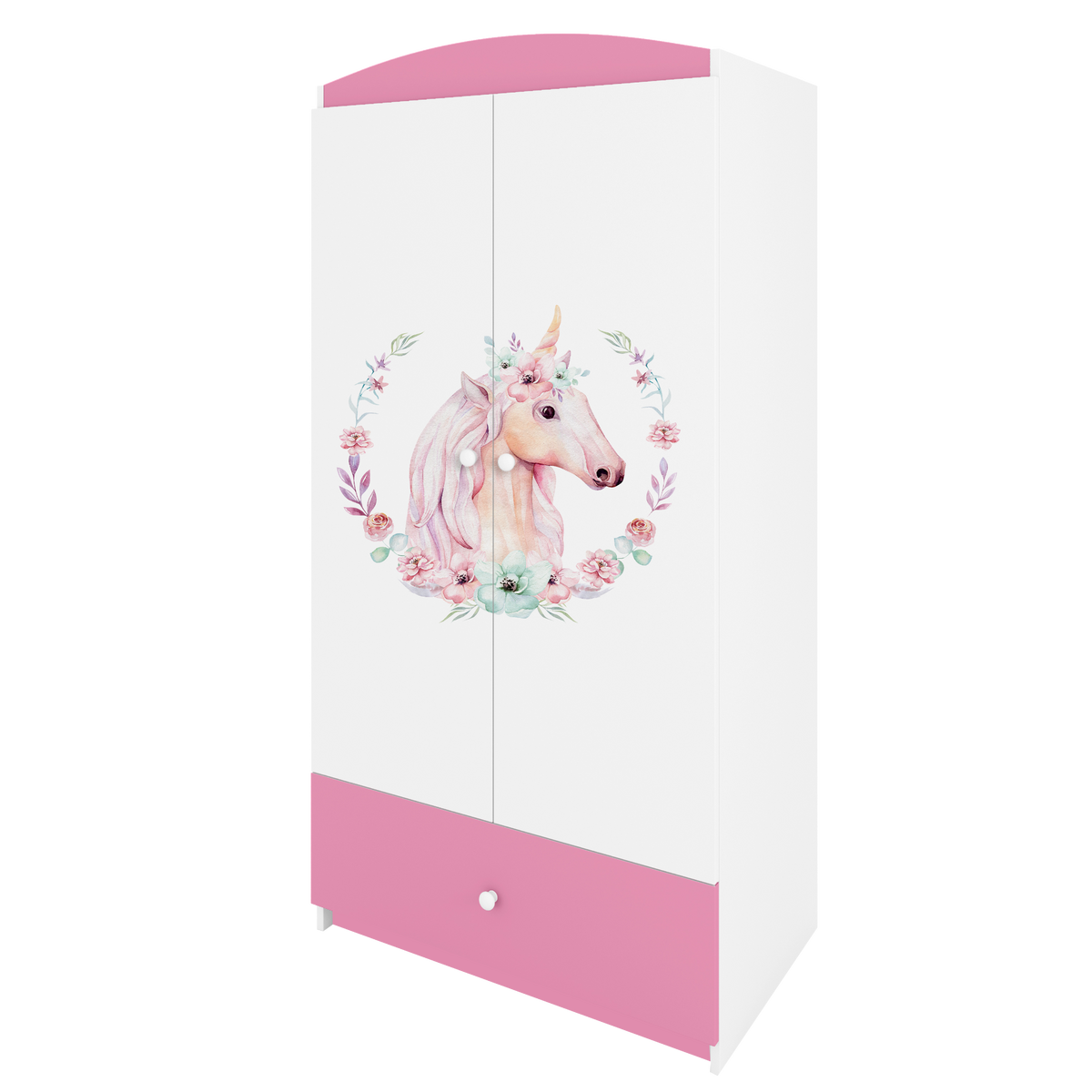 KINDERKLEIDERSCHRANK Pferd - Hellrosa, Holzwerkstoff (90/175/52cm) - RAUMHIRSCH FURNITURE