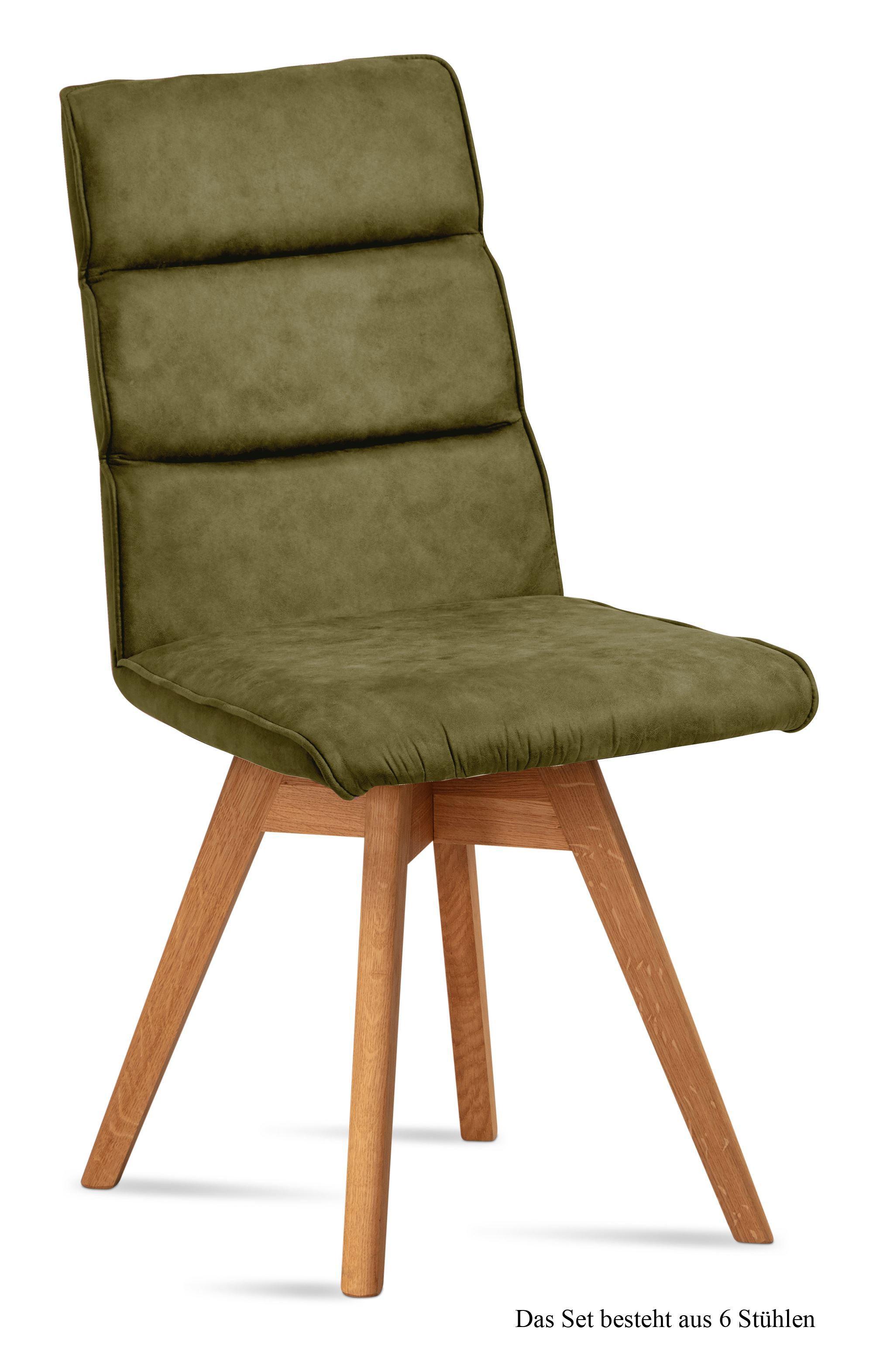 ESSZIMMERSTUHL drehbar (6er-Set) Doris 47x92x60 Eiche geölt/Olivgrün - Eichefarben/Olivgrün, Kunststoff (60/92/47cm) - 58aufmkessel