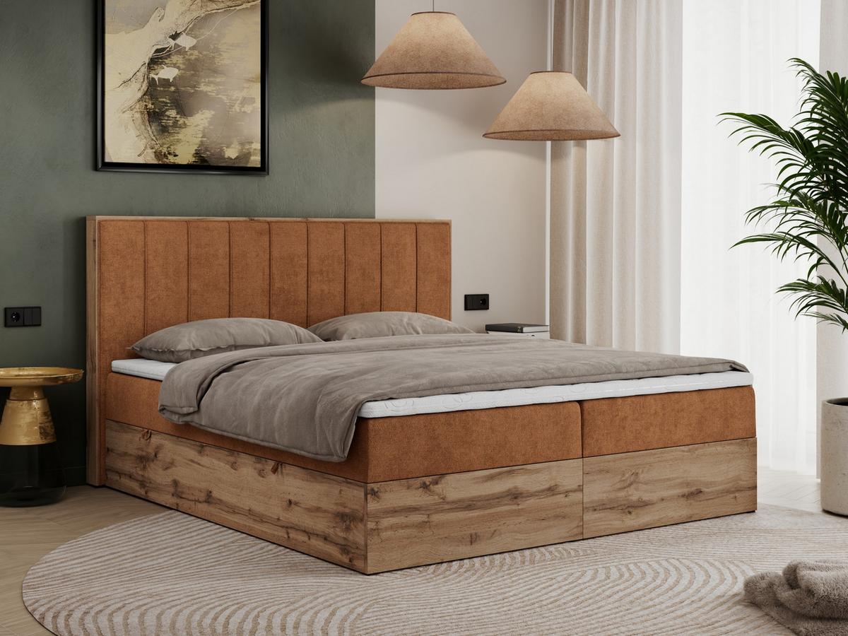 BOXBETT BELLISSIMO 140/200 Orange Struktur - H4 - Orange, Holz/Textil (140/200cm) - MKS