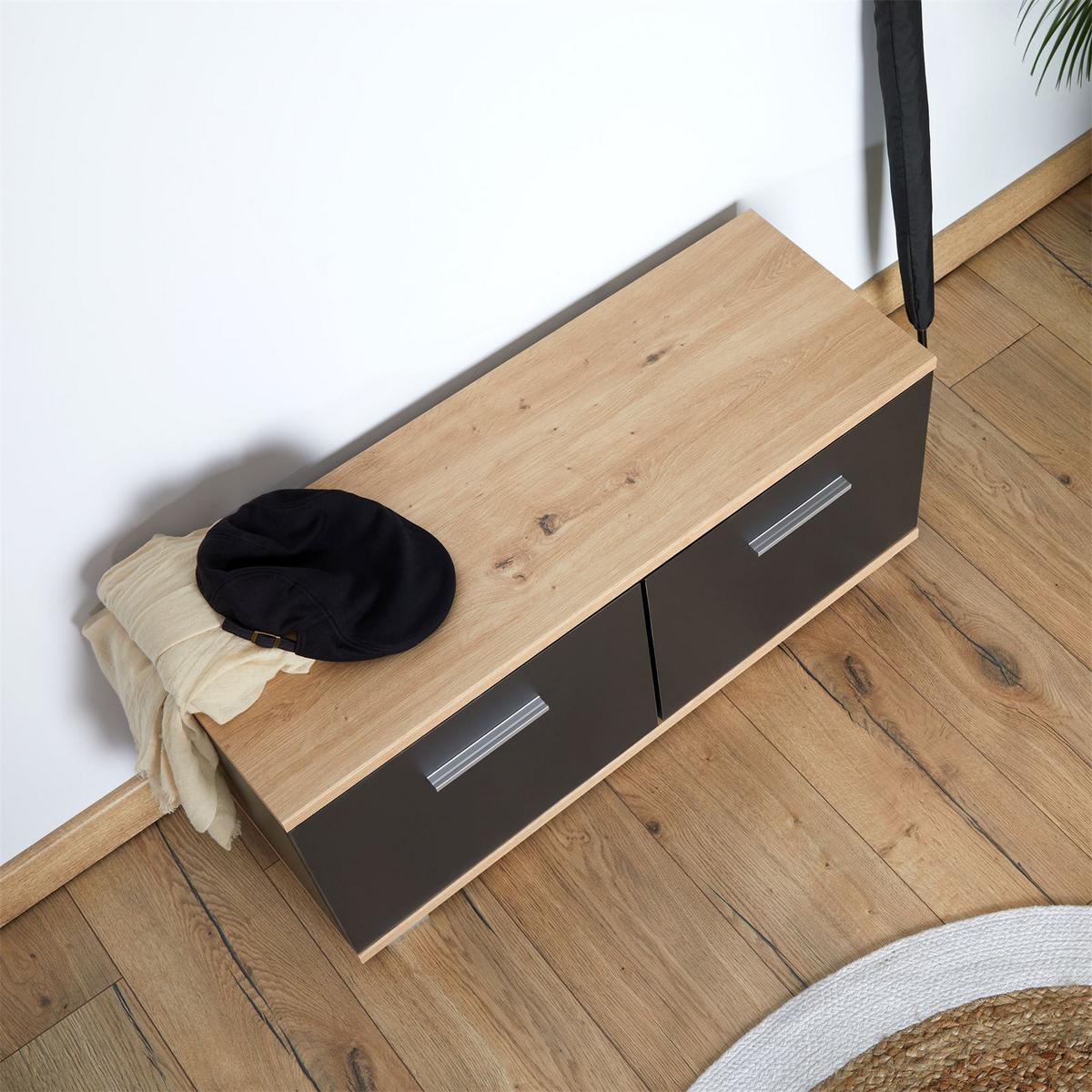 SITZBANK BILBAO dunkelgrau, Artisan Eiche - Dunkelgrau, Holzwerkstoff (90/40/34cm) - CARO-Möbel