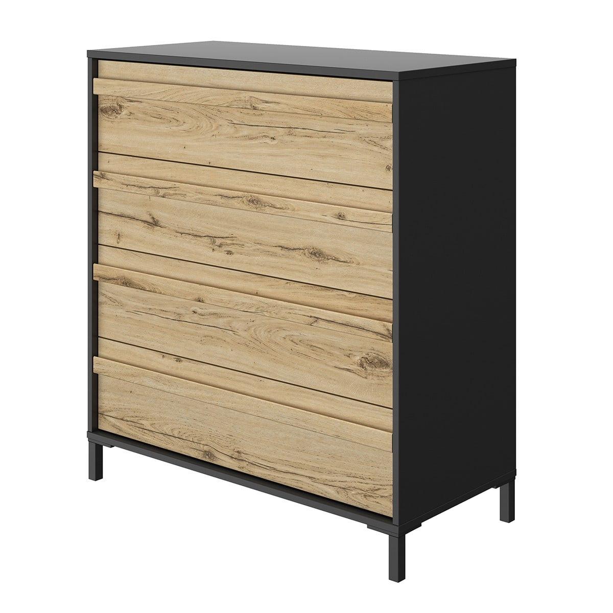 KOMMODE 4 Schubladen MIMIZAN - Französische Herstellung - 94/45/104 cm - Eichefarben, Holzwerkstoff (45/104/97cm) - Calicosy