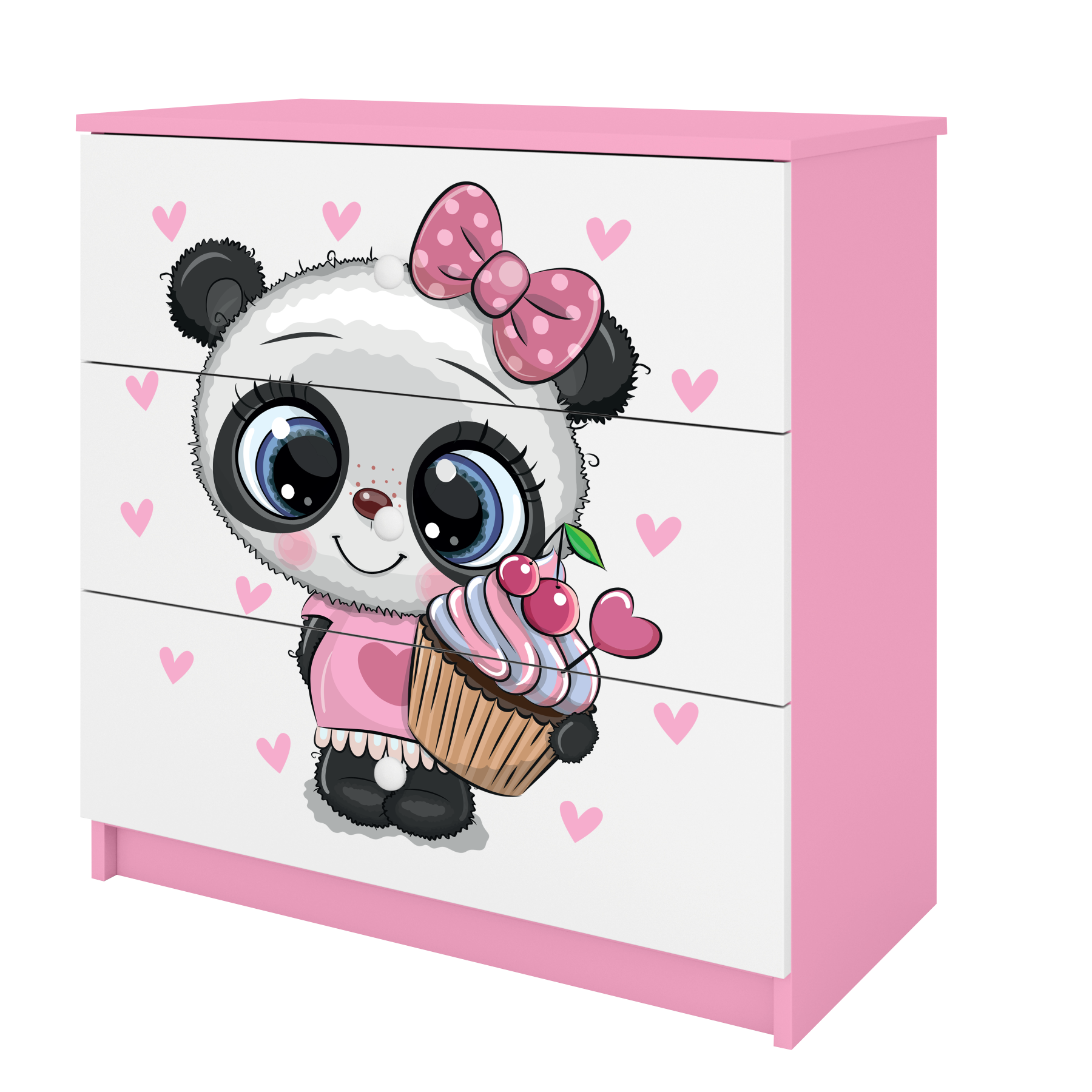 KOMMODE Babydreams Panda 81/81/41 - Rosa, Holzwerkstoff (81/81/41cm) - RAUMHIRSCH FURNITURE