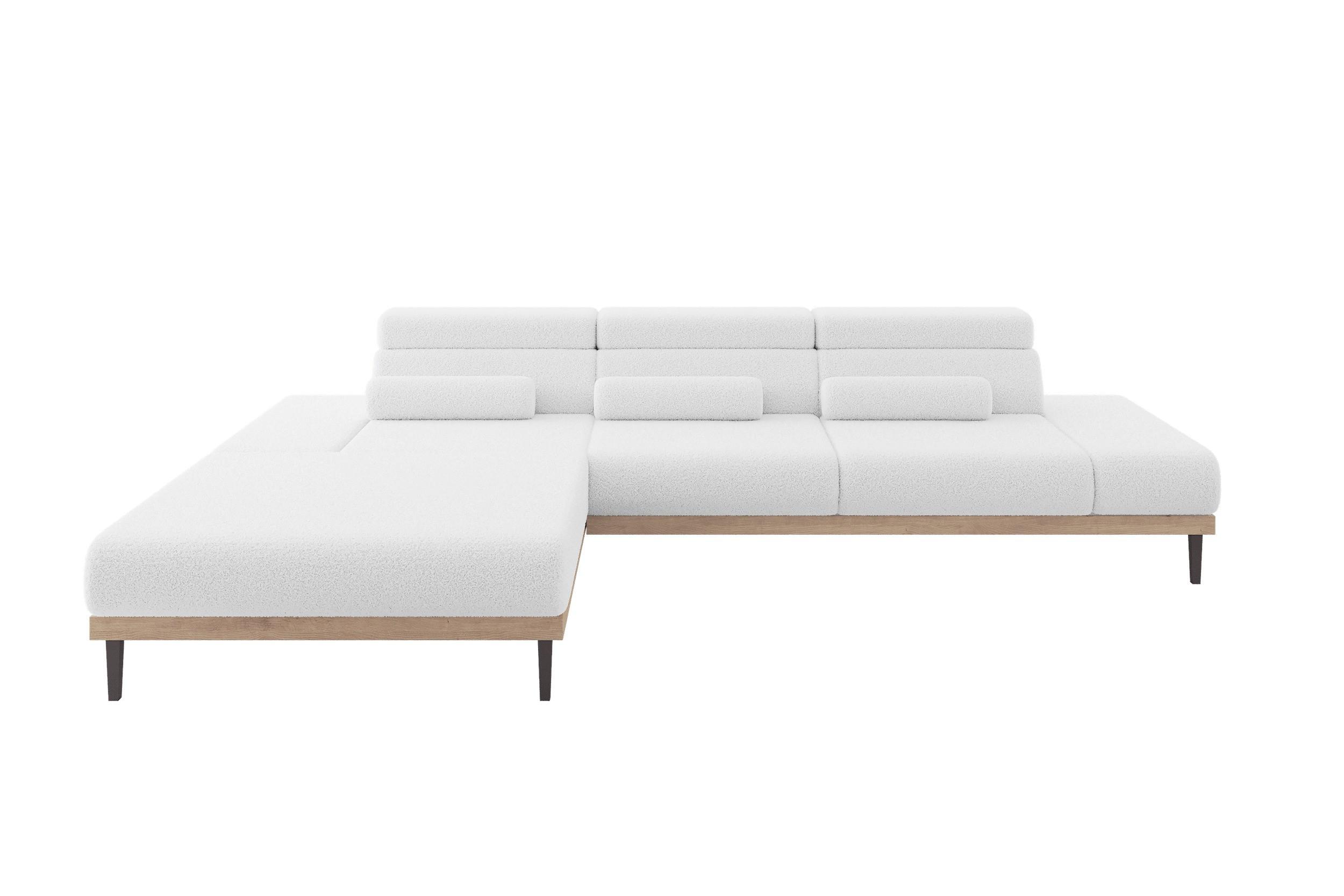 ELEKTRISCHES ECKSOFA Links MONA 316x205x85 Weiß Bouclé - Weiß, Holzwerkstoff/Textil (316/205cm) - ALTDECOR