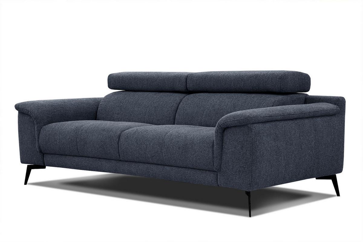 SOFA FIERO 3-Sitzer, dunkelblau - Schwarz/Dunkelblau, Holzwerkstoff/Textil (212/82/103cm) - Wozimo