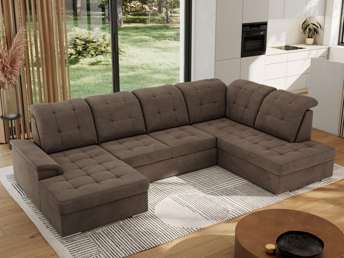 WOHNLANDSCHAFT MADRITO U - Braun Velorus - Rechts - Silberfarben/Braun, Textil/Metall (323/89/204cm) - MKS