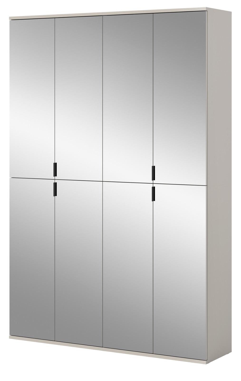 GARDEROBENSCHRANK Kaschmir 122 x 193 cm, Flurschrank mit Spiegel - Kaschmir/Schwarz, Glas/Holzwerkstoff (122/193/34cm) - Inn.Furn