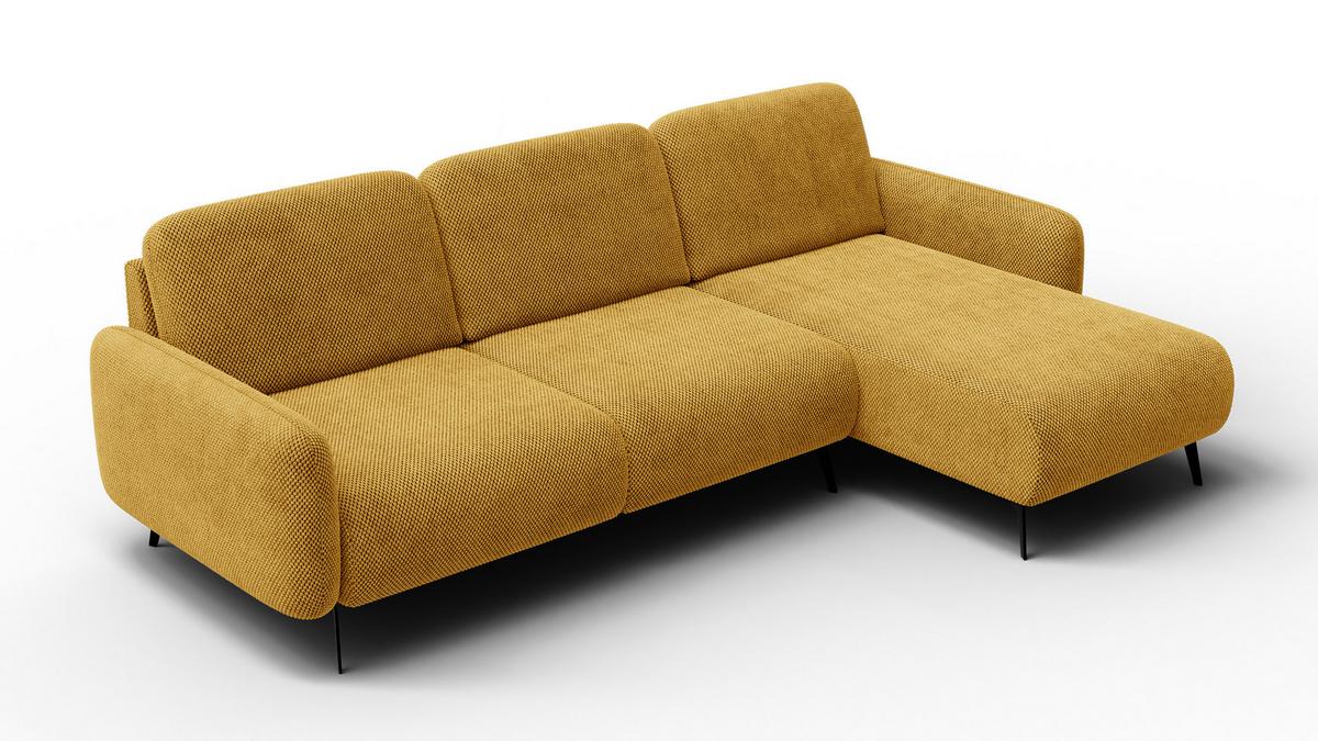 ECKSOFA FEBE 4-Sitzer rechts, dunkelgelb - Gelb/Schwarz, Holz/Textil (264/157cm) - Wozimo