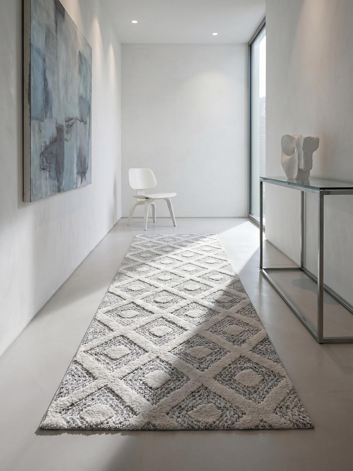 TEPPICH Hochflor EISACK in Grau, geometrisch, aus Polypropylen, 80 x 250 cm - Grau, Textil (250/80cm) - KADIMA DESIGN
