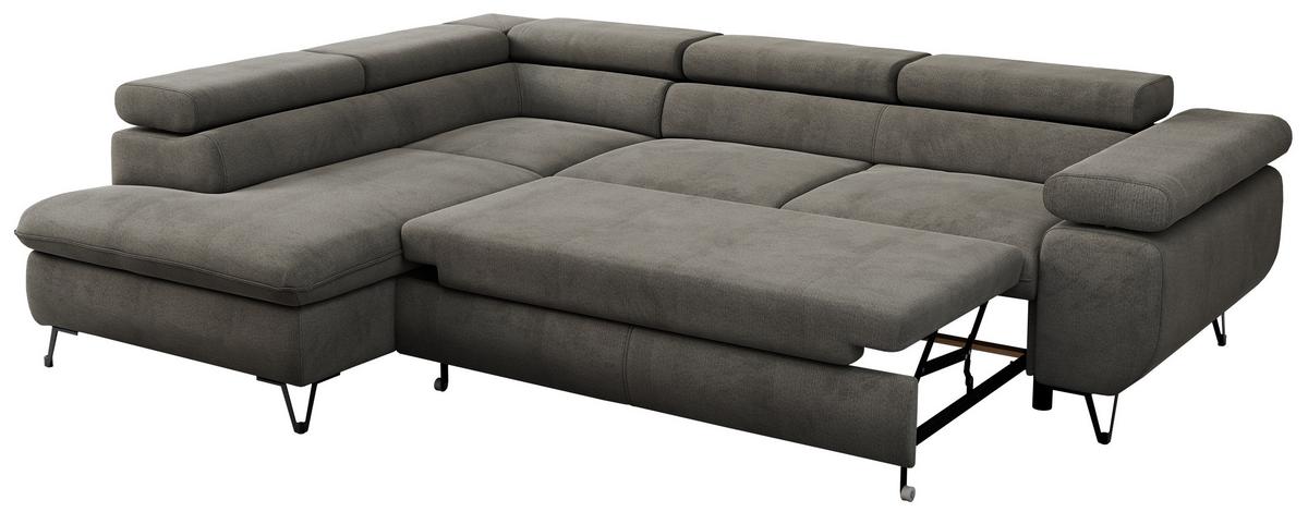 ECKSOFA PEDRO L Dunkelgrau Velvet - Links Seite - Dunkelgrau/Schwarz, Textil/Metall (208/273cm) - MKS