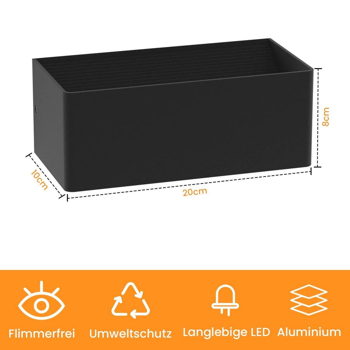 WANDLEUCHTE Flamwin 10.0/8.0/20.0 cm - Schwarz, Metall (10/8/20cm) - ZMH