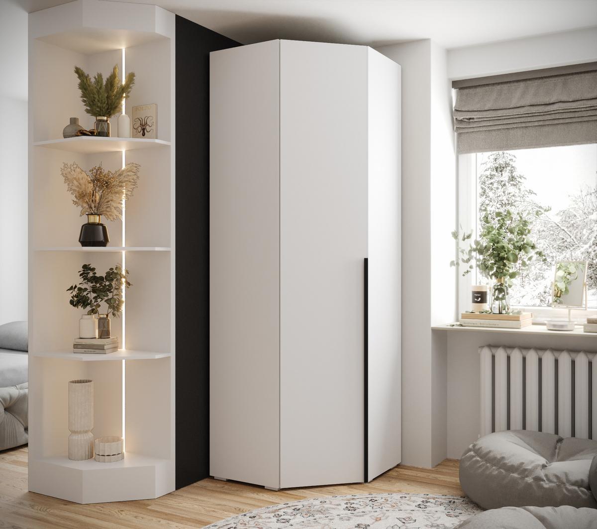 DREHTÜRENSCHRANK 236.7/81.7/81.7 1-türig - Schwarz/Weiß, Holz/Metall (81.7/236.7/81.7cm) - MÖBEL KRYSPOL
