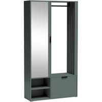 GARDEROBEN-SET Lena Uni mit Spiegel, Sitzbank & Kleiderstange – 100/189/33 cm – Dunkelgrün, Salbeigrün - Dunkelgrün, Holzwerkstoff (100/189/33cm) - WFL GROUP