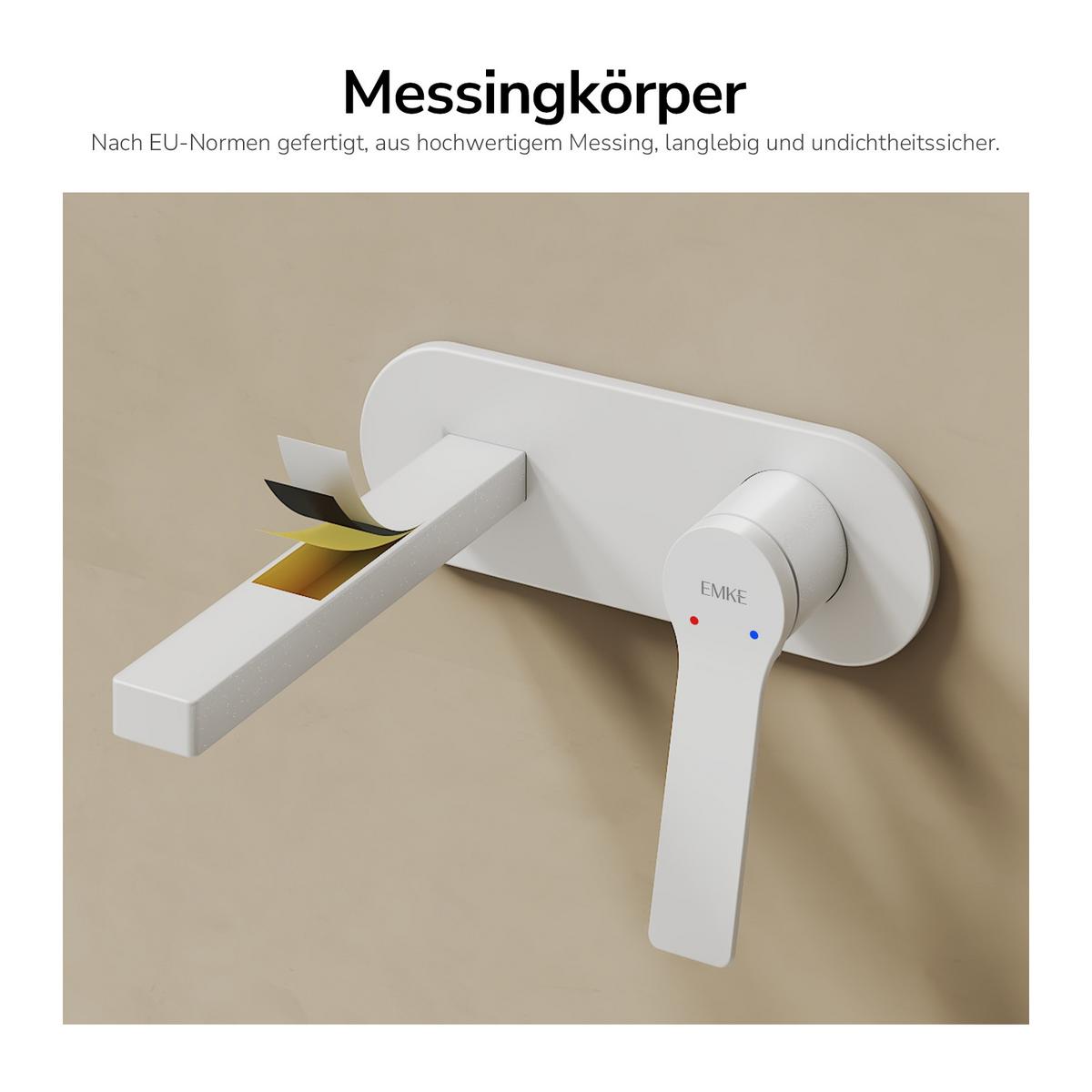 WASCHTISCHARMATUR mit Luftsprudler Messing Weiß 21/21,5 cm - Weiß, Metall (21/7/28.8cm) - EMKE