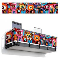 BALKON-SICHTSCHUTZ Abstrakt - Gesicht - Farbenfroh Groß 500x95 cm - Multicolor, Kunststoff (500/95cm) - MuchoWow