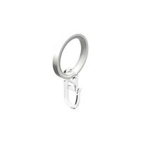 FLACHRINGE MIT EINLAGE UND FALTENHAKEN FÜR GARDINENSTANGEN 20 mm Ø, Weiß, Packung 10 Stück - Weiß, Metall (20cm) - INTERDECO